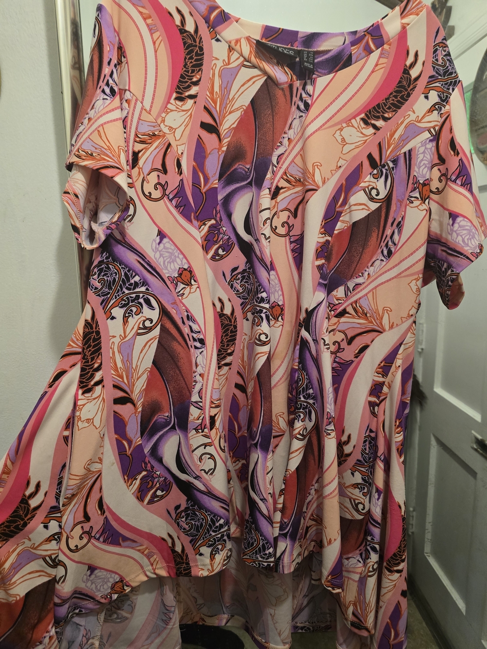 Attitudes by Renee Pink & Purple Abstract High-Low Top